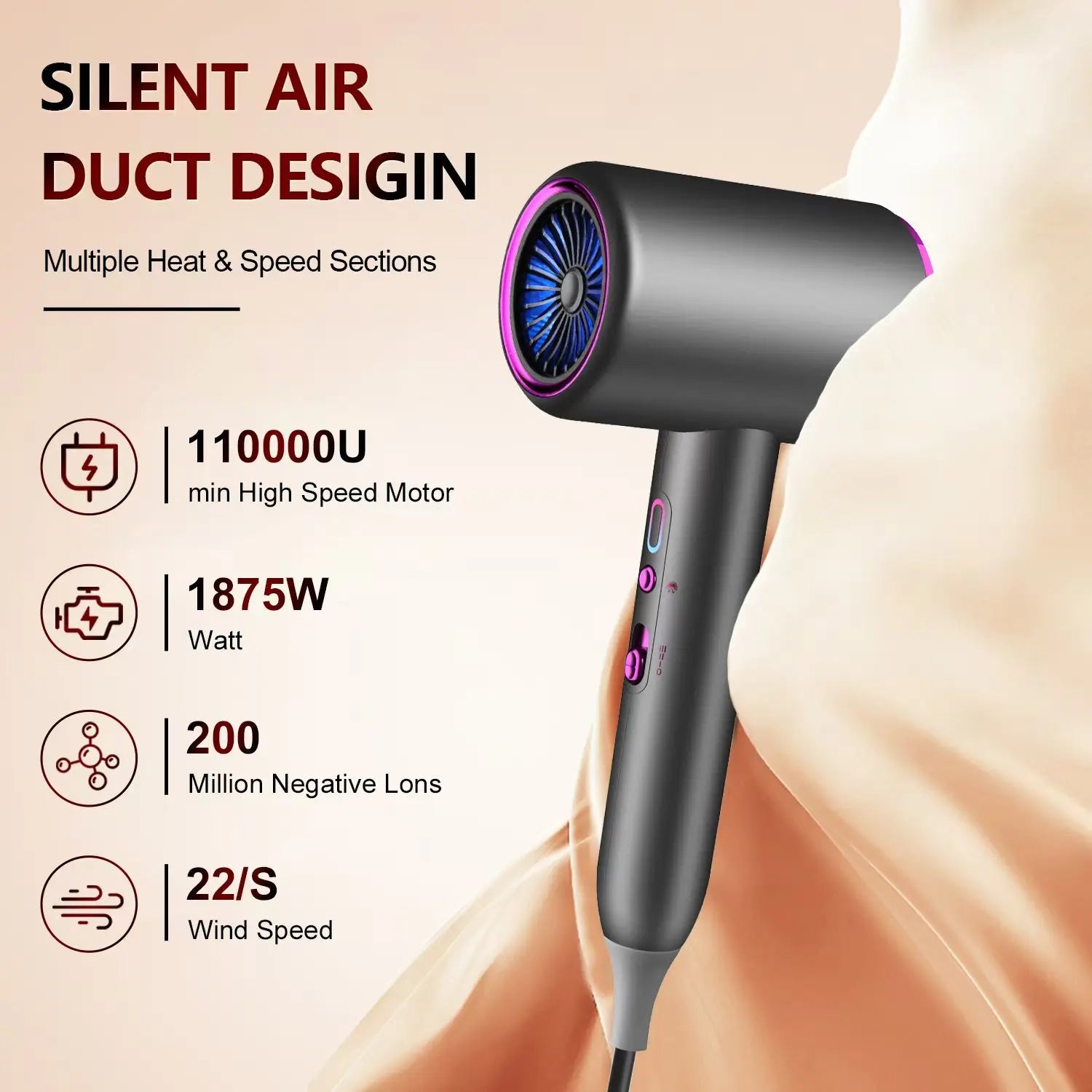 Professional Hair Dryer with Diffuser