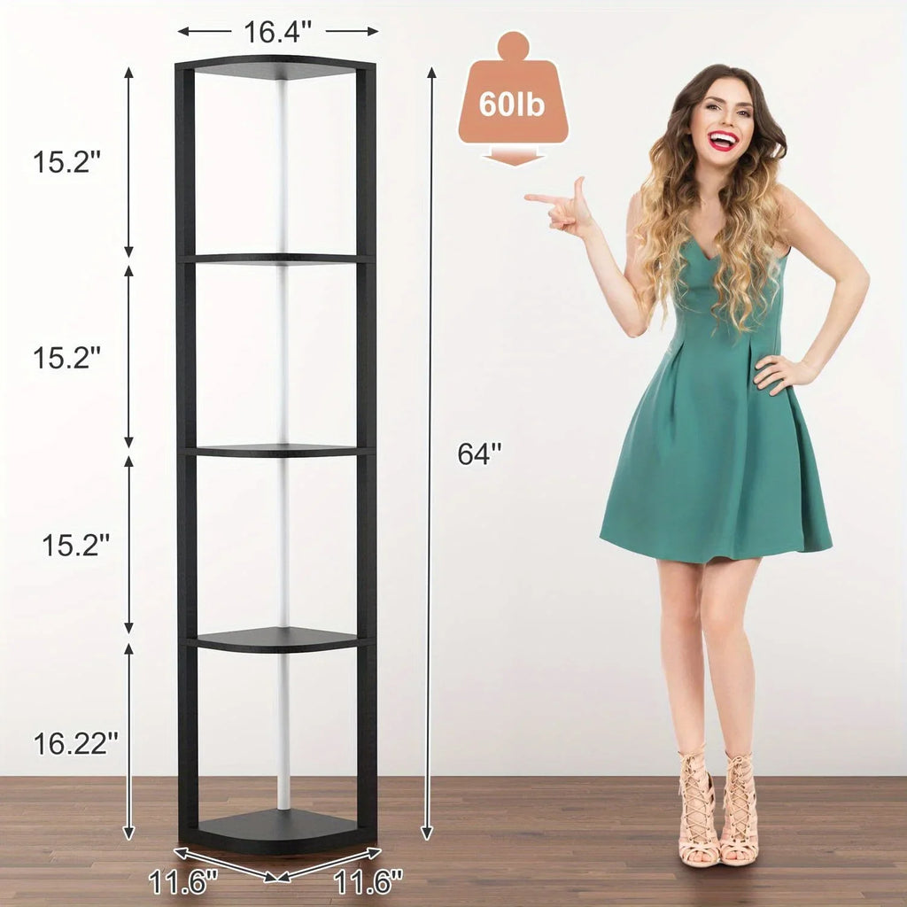 Corner Shelf Bookshelf with RGB LED Lights