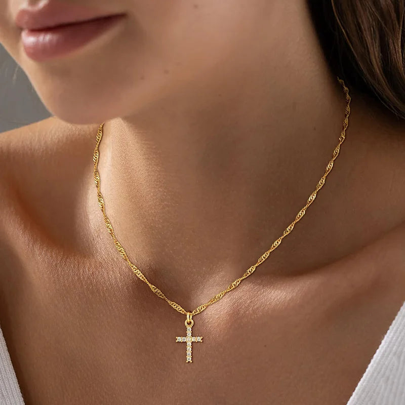 18K Gold Plated Cross Necklace